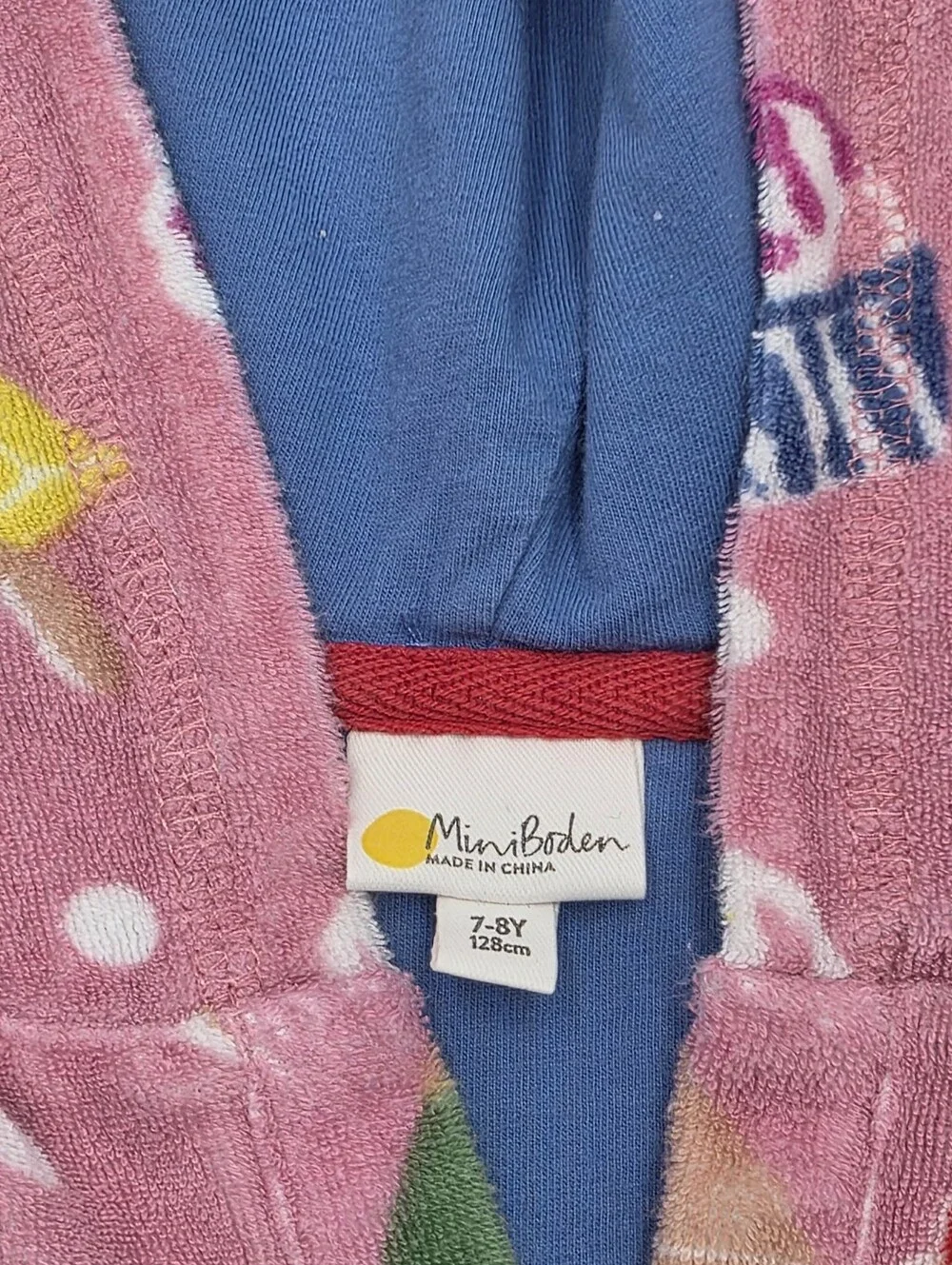 Mini Boden girls' ice cream print towelling cover-up size 7-8